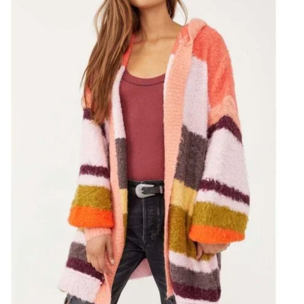 Free People NWT XS Boho cardigan desert coral retail $198